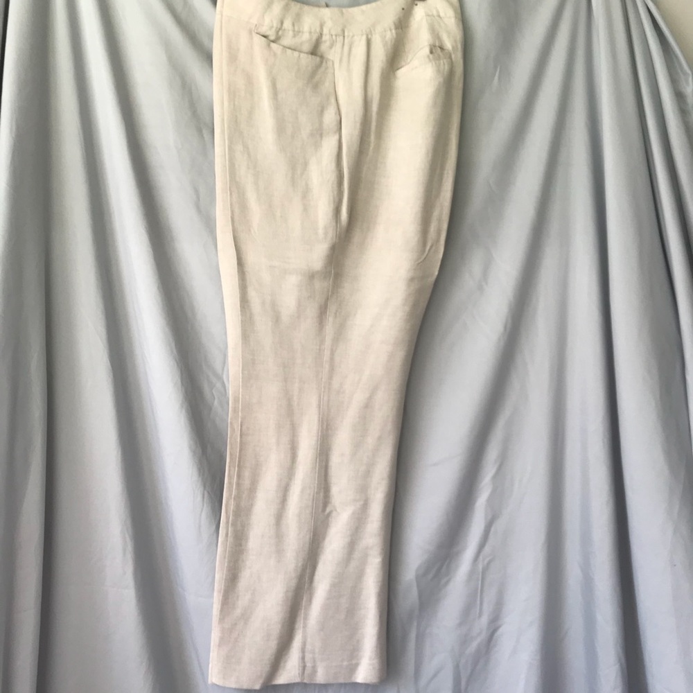 Lane Bryant Linen Wide Leg Pants Cream Sz 16 EUC